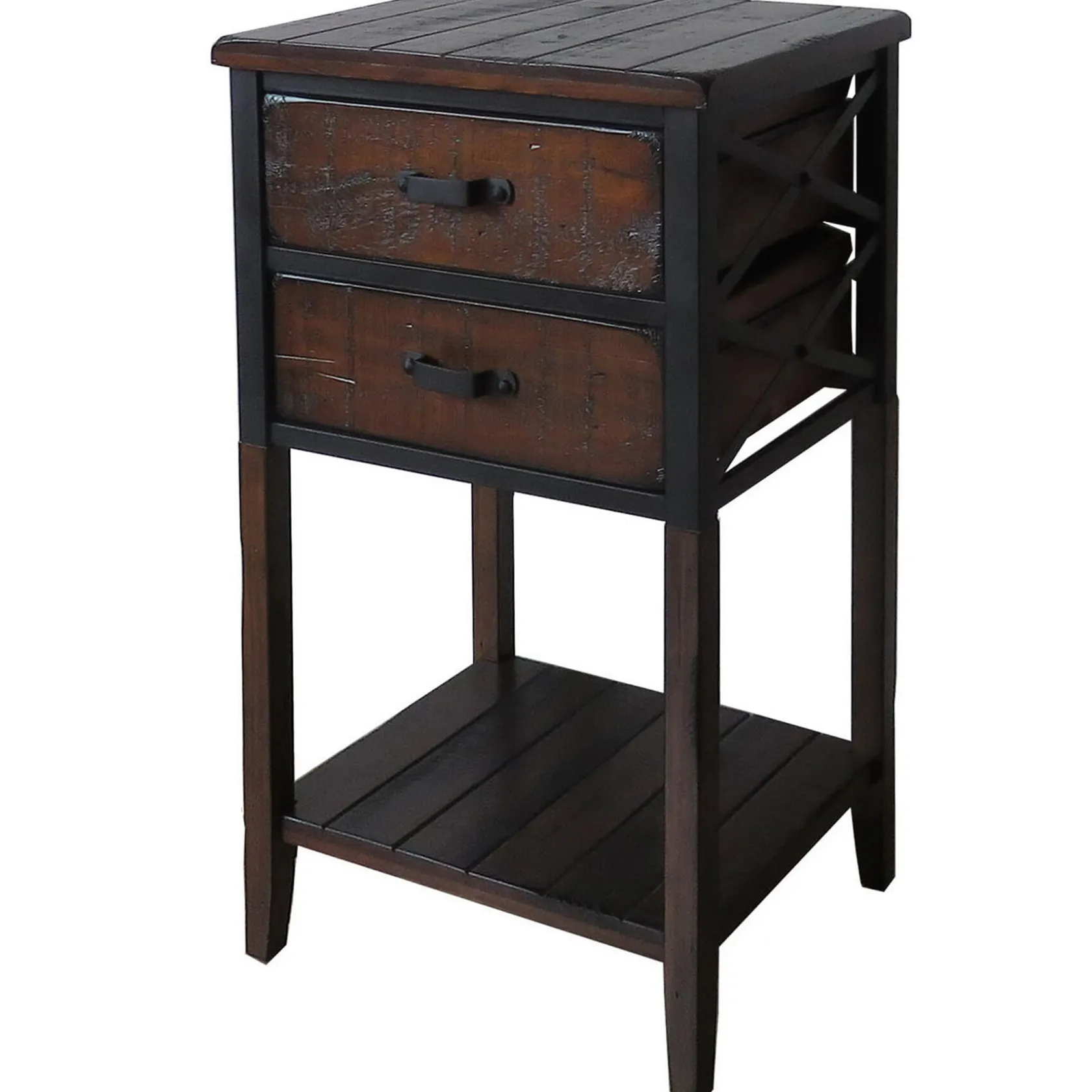 * Wood And Metal X-Side Table Less Expensive