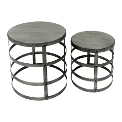 * Wood Top Plant Stand With Metal Base, Large Outlet