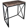 * Wood Top With Black Cross Metal Table, Medium Premium